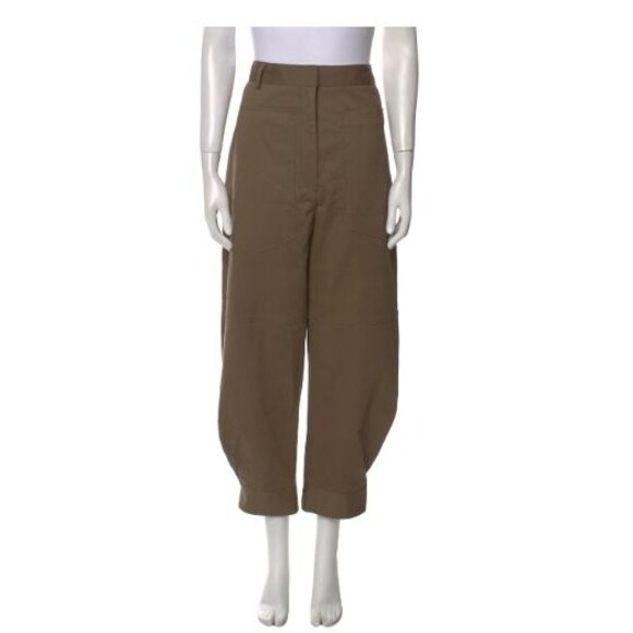 TIBI Sculpted Balloon Patch Pocket Trousers Pants In Green Khaki Sz 8 - Picture 1 of 8